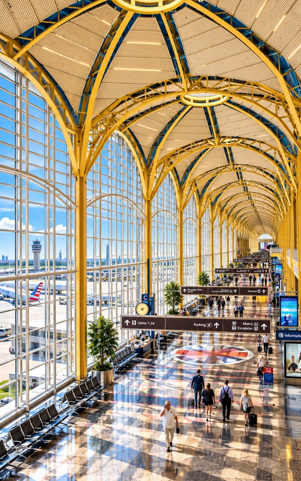 Reagan National Airport terminal interior golden arches
