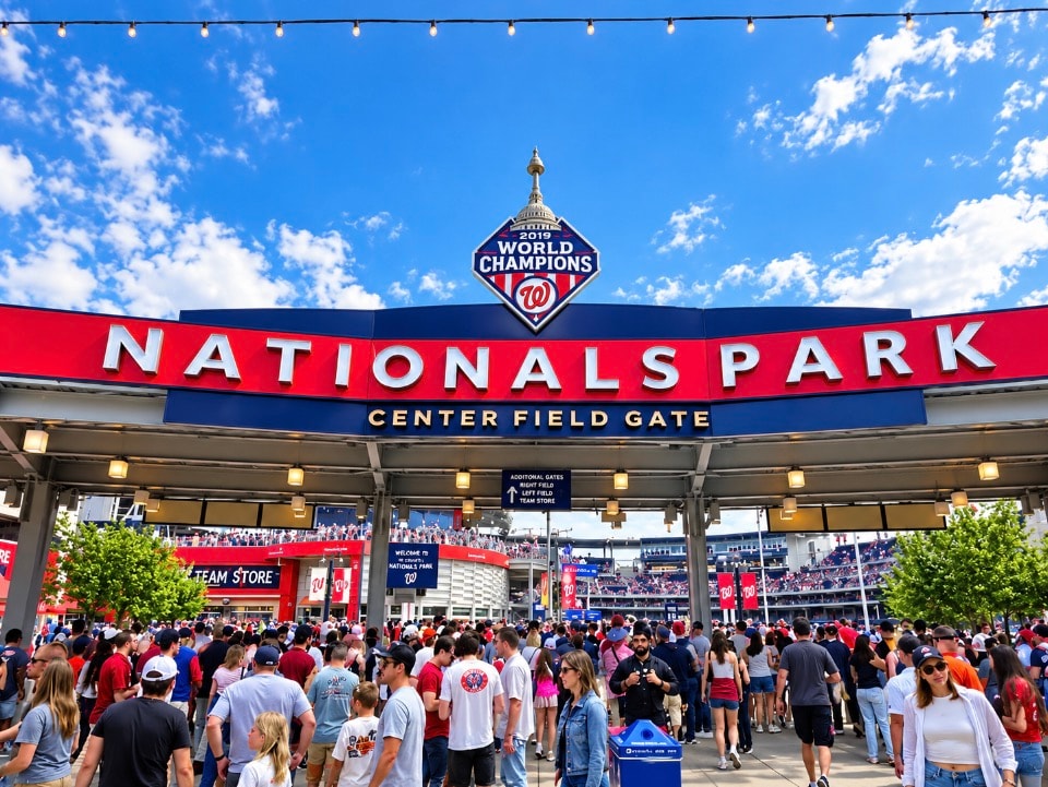 Nationals Park Center Field Gate entrance with World Champions sign