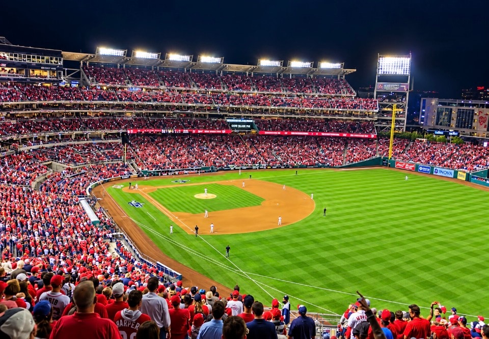 Nationals Park night game packed with fans
