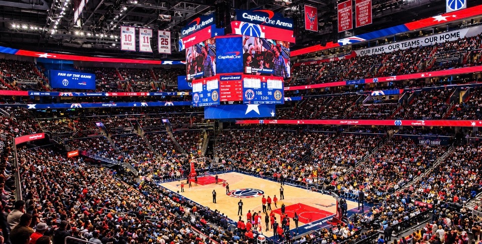 Capital One Arena interior during Washington Wizards basketball game